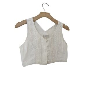 Arizona Jean Company White Buttoned Crop Tank Top